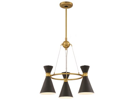 George Kovacs Conic 3-Light Honey Gold Black Chandelier