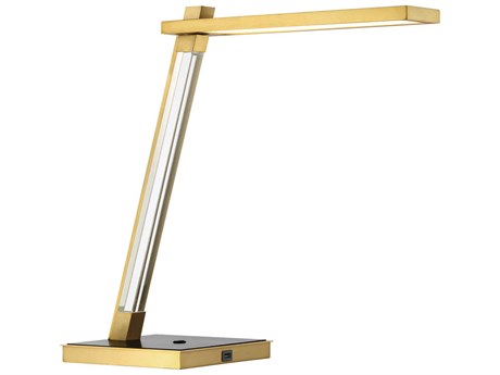 George Kovacs Sauvity Coal Soft Brass Clear White Inside Glass LED Desk Lamp