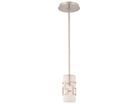George Kovacs Alecias Necklace 1-Light Brushed Nickel Glass Cylinder Geometric Mini Pendant