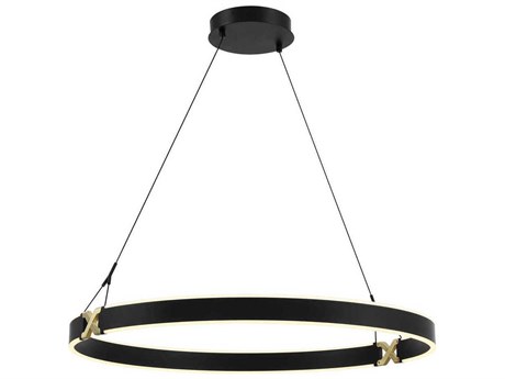 George Kovacs Recovery X 1-Light Coal Satin Brass Black LED Round Pendant