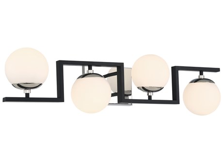 George Kovacs Alluria 4-Light Coal Polished Nickel Black Glass Vanity Light