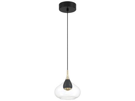 George Kovacs Arabesque 1-Light Coal Brushed Gold Black Glass LED Mini Pendant