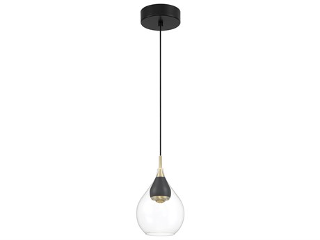 George Kovacs Arabesque 1-Light Coal Brushed Gold Black Glass LED Mini Pendant