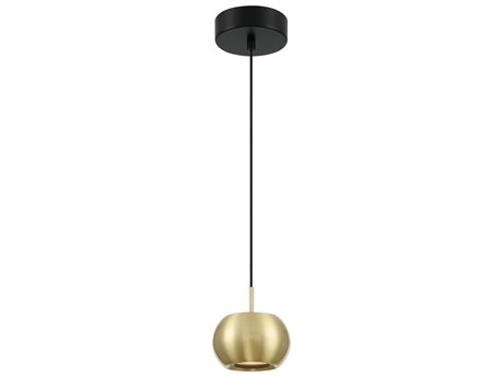 George Kovacs Halo 1-Light Coal Brushed Gold Black LED Globe Mini Pendant