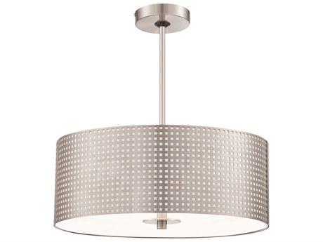 George Kovacs Grid 3-Light Brushed Nickel Glass Drum Pendant