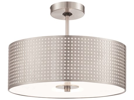 George Kovacs Grid 3-Light Brushed Nickel Drum Semi Flush Mount