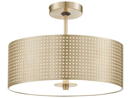 George Kovacs Grid 3-Light Sable Bronze Patina Drum Semi Flush Mount