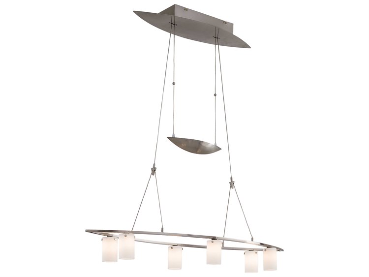 George Kovacs Counter Weights Brushed Nickel Six Light 36 Long George Kovacs Counter Weights Brushed Nickel Six Light 36 Long Island