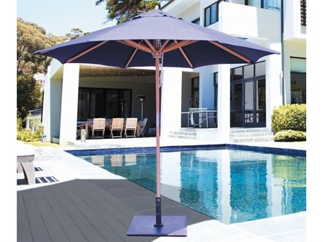 9' Foot No Tilt Aluminum Patio Umbrella with Rope and Pulley Lift