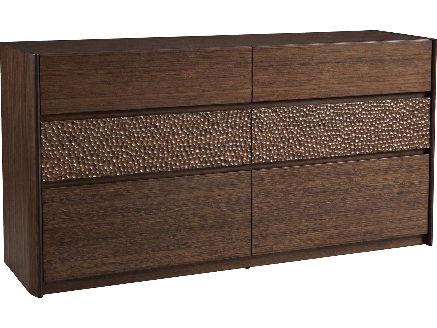 Zeva 6-Drawers Brown Bamboo Wood Double Dresser