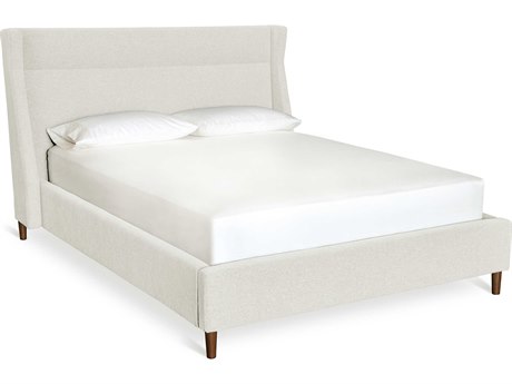 Gus* Modern Carmichael Thea Moonstone White Solid Wood Upholstered Queen Platform Bed