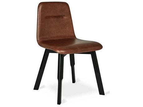 Gus* Modern Bracket Leather Beech Wood Black Upholstered Side Dining Chair