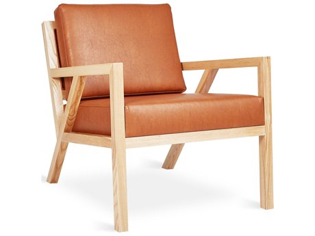 Gus* Modern Truss Brown Leather Accent Chair