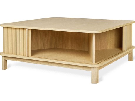 Gus* Modern Ledger Square Wood Vintage Oak Coffee Table