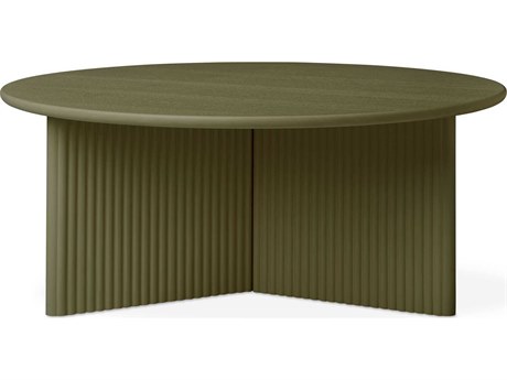 Gus* Modern Odeon Round Wood Olive Coffee Table