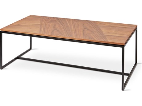 Gus* Modern Tobias Rectangular Wood Walnut Black Coffee Table
