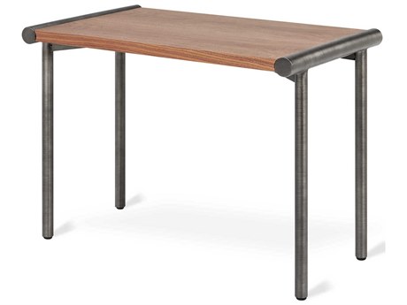 Gus* Modern Manifold Rectangular Wood Walnut Pewter End Table