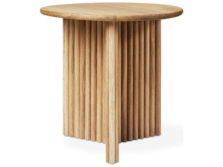 Gus* Modern Odeon Round Wood White Oak End Table