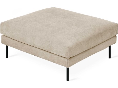 Gus* Modern Renfrew Mersey Caribou Black Beige Upholstered Ottoman