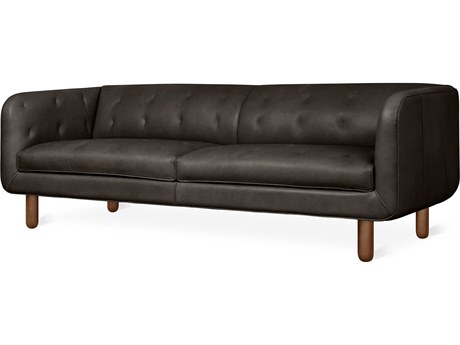 Gus* Modern Beaconsfield Saddle Black Leather Sofa