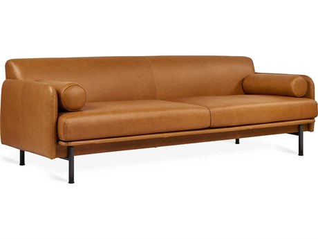 Gus* Modern Foundry Tucson Sienna Leather Brown Sofa