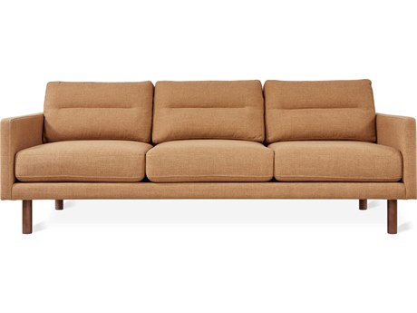 Gus* Modern Miller Calebon Amber Walnut Brown Upholstered Sofa