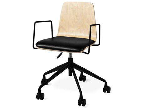 Gus* Modern Lecture Beige Leather Adjustable Swivel Task Office Chair