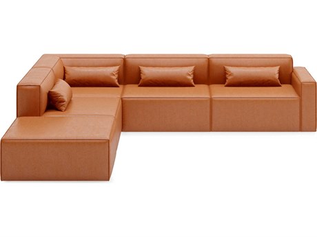 Gus* Modern Mix Brown Leather Sectional Sofa