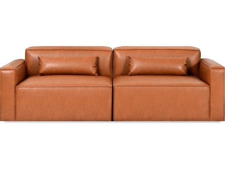 Gus* Modern Mix Cognac Vegan Leather Brown Upholstered Sofa
