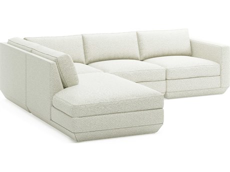 Gus* Modern Podium White Upholstered Sectional Sofa