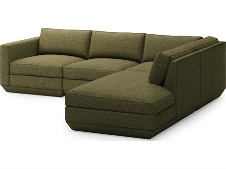 Gus* Modern Podium Green Upholstered Sectional Sofa