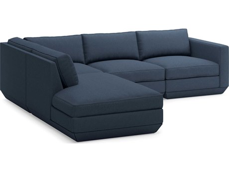 Gus* Modern Podium Blue Upholstered Sectional Sofa