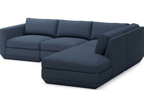 Gus* Modern Podium Blue Upholstered Sectional Sofa