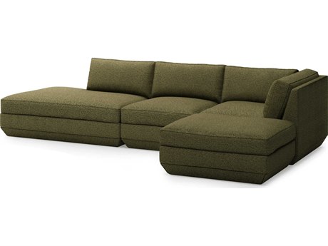 Gus* Modern Podium Green Upholstered Sectional Sofa