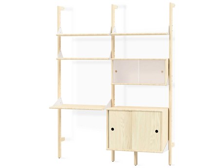 Gus* Modern Branch Blonde White Beige Ash Wood Leaning Ladder Desk