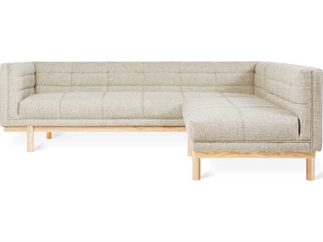 Gus* Modern Mulholland Tufted Beige Upholstered Sectional Sofa