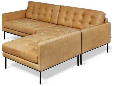 Gus* Modern Towne Tan Leather Sectional Sofa