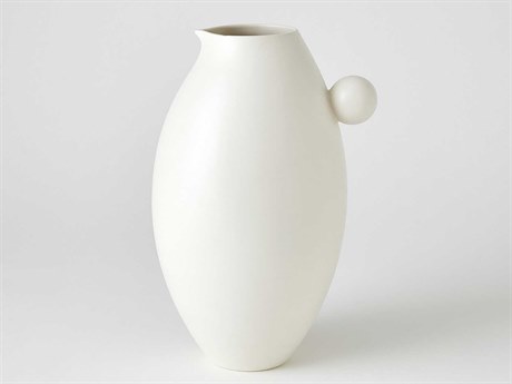 Global Views Ball Handled White 8" Pitcher