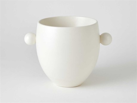 Global Views Ball Handled White Ice Bucket