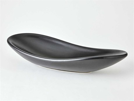 Global Views Oblong Matte Black Platter Bowl