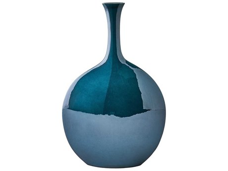 Global Views Silhouette Round Reactive Blue Vase