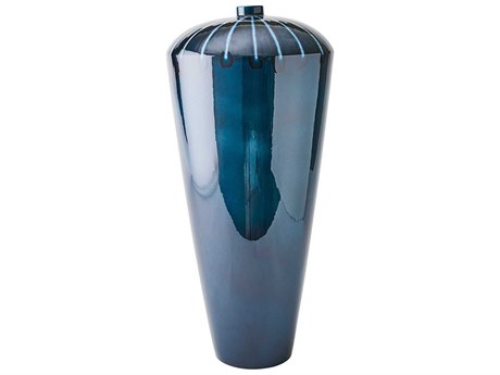 Global Views Domed Wide Reactive Blue Vase