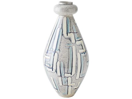 Global Views Spindle Grey Blue Vase