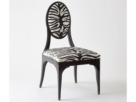 Global Views Rubberwood Black Upholstered Side Dining Chair
