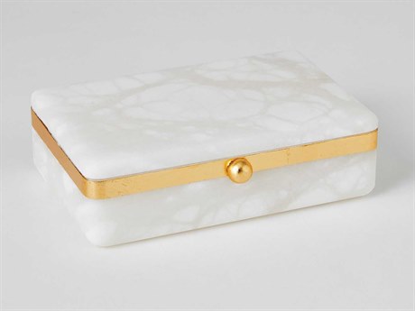 Global Views Alabaster / Gold 9" Swivel Box