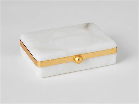 Global Views Alabaster / Gold Band Swivel 7" Box