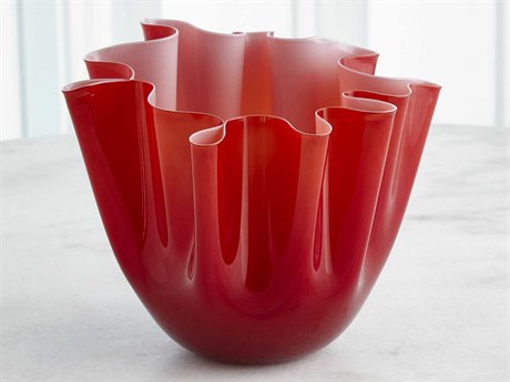 Global Views Handkerchief Deep Red 12" Vase