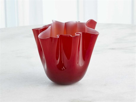 Global Views Handkerchief Deep Red 9" Vase