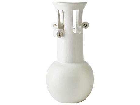 Global Views Spiral Handle Matte White Vase
