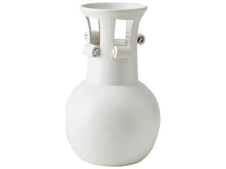 Global Views Spiral Handle Matte White Vase